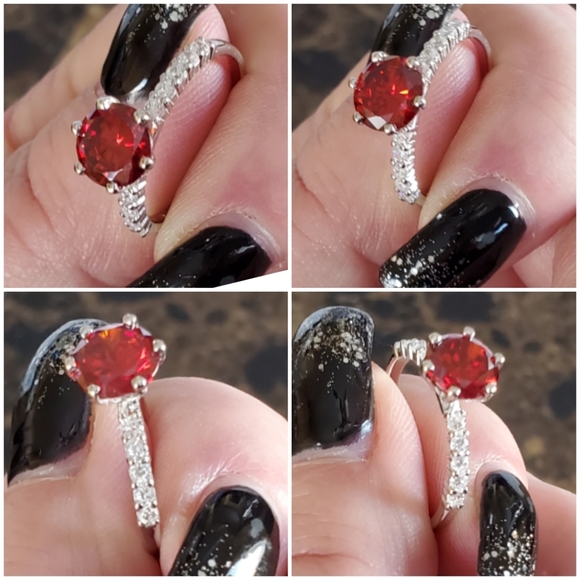 Genuine 2ct Red Garnet Ring Size 8 - Picture 5 of 8